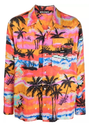 Palm Angels Psychedelic Palms-print shirt - Orange