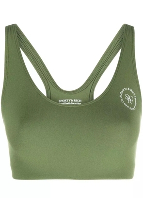 Sporty & Rich cropped logo-print top - Green