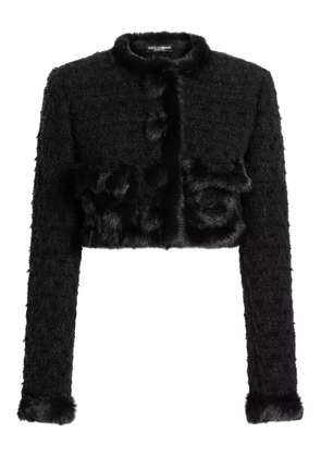 Dolce & Gabbana faux-fur trimmed tweed jacket - Black