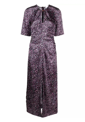 GANNI floral-print silk dress - Black
