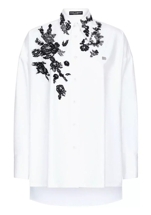 Dolce & Gabbana floral-lace long-sleeve shirt - White