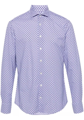 Traiano Milano geometric-print cutaway-collar shirt - Blue