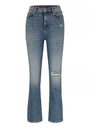 HUGO logo-patch cotton tapered jeans - Blue