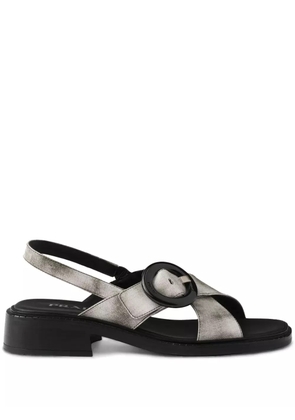 Prada brushed-finish leather sandals - White
