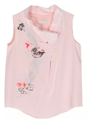 SHIATZY CHEN floral-print silk vest - Pink