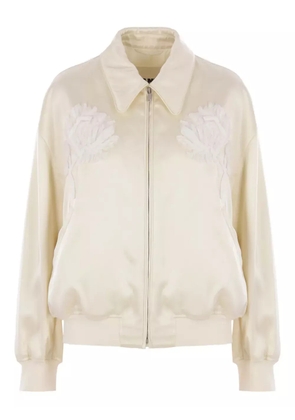 Jil Sander floral-embroidered bomber jacket - Neutrals