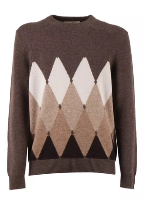 Ballantyne diamond-patterned round-neck sweater - Brown