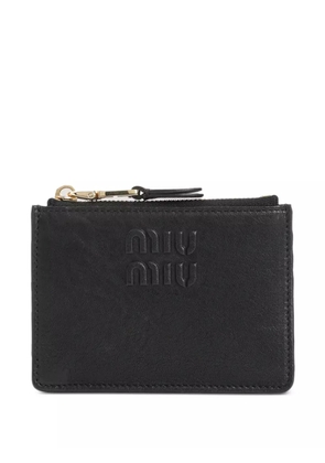 Miu Miu embossed-logo card holder - Black