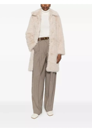 bomboogie spread-collar faux-fur coat - Neutrals