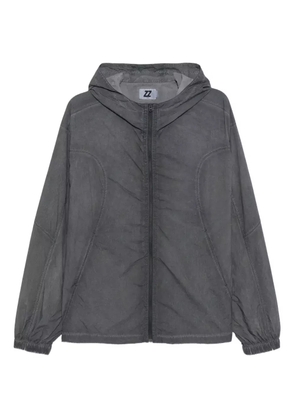 izzue embroidered-slogan hooded jacket - Grey