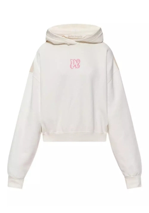 Palm Angels logo-detail cropped hoodie - White