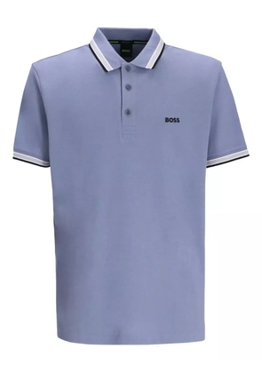 BOSS logo-embroidered polo shirt - Blue