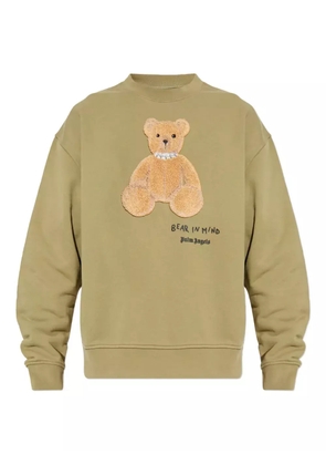 Palm Angels teddy-appliqué crew-neck sweatshirt - Green