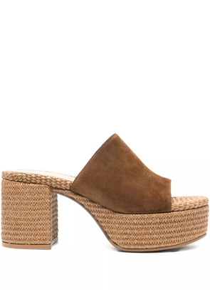 Gianvito Rossi platform suede mule sandals - Brown