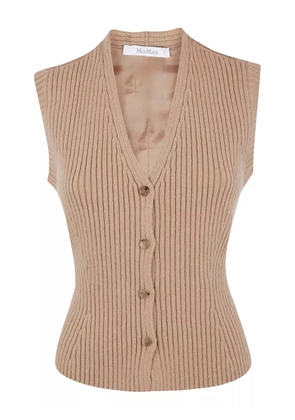 Max Mara V-neck ribbed-knit vest - Brown