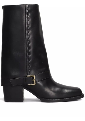 Evaluna buckle-detail stitch-embellished boots - Black