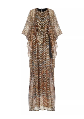 Taller Marmo Erte wave-pattern maxi kaftan - Gold