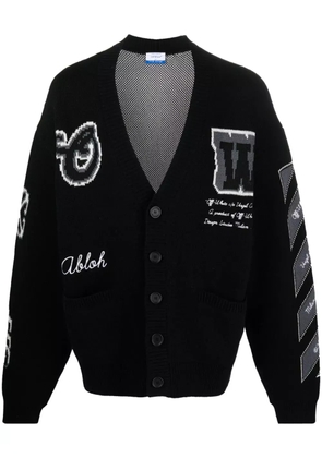 Off-White intarsia-knit wool-blend cardigan - Black