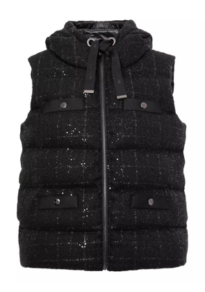 WEILL PARIS sleeveless tweed down gilet - Black