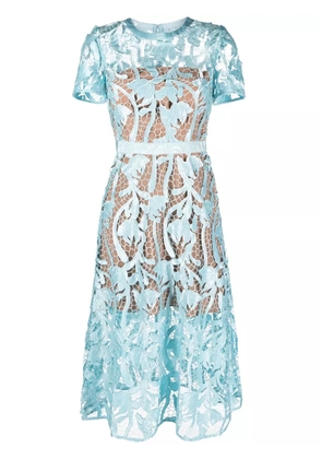 Self-Portrait guipure-lace flared midi dress - Blue