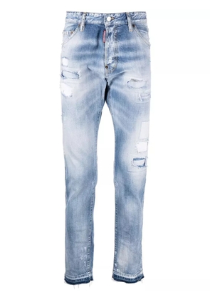 DSQUARED2 logo-patch distressed washed jeans - Blue
