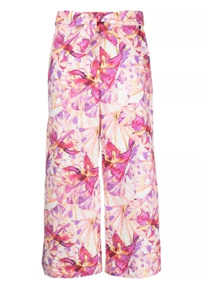 LIU JO floral-print cropped trousers - Purple