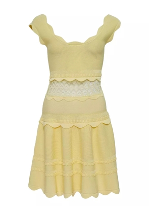 Alexia scalloped-hem knitted day dress - Yellow