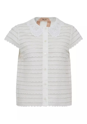 Nº21 scallop-lace collar top - White