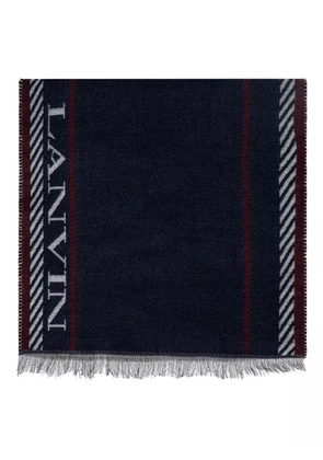 Lanvin logo-detail fringed scarf - Blue