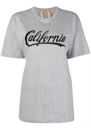 Nº21 embellished slogan T-shirt - Grey
