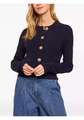 Cara Cara floral-buttons wool-cashmere blend cardigan - Blue
