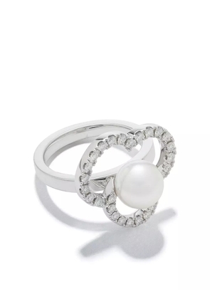 TASAKI 18kt white gold Collection Line Chants Akoya pearl and diamond ring - Silver