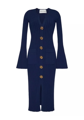 Cara Cara ribbed bell-sleeve midi dress - Blue