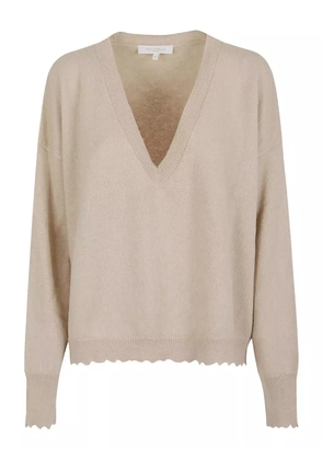 Antonelli scalloped V-neck sweater - Neutrals