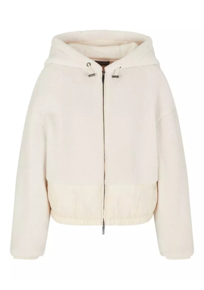 Emporio Armani fleece-texture hooded jacket - White