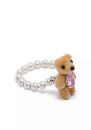 YVMIN bear-detail ring - White