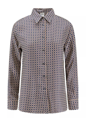 ASPESI geometric-pattern silk shirt - Blue