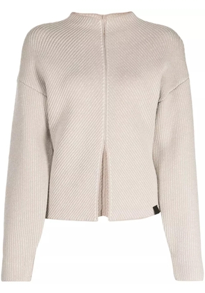 izzue striped mock-neck top - Neutrals