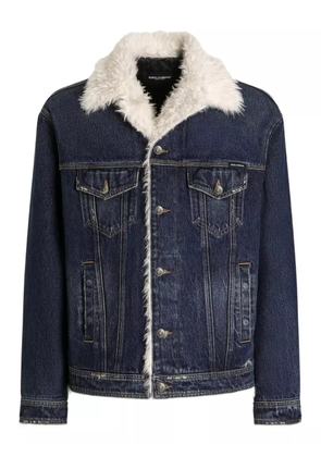 Dolce & Gabbana denim shearling-trim jacket - Blue