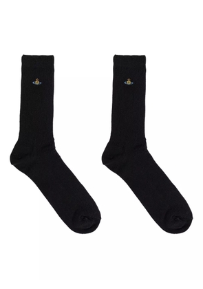 Vivienne Westwood Orb-embroidered ribbed socks - Black