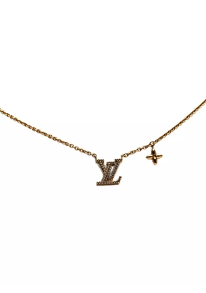 Louis Vuitton Pre-Owned 2023 Gold Plated LV Crystal Iconic Pendant Necklace costume necklace