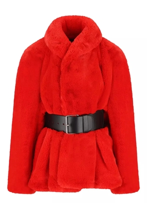 Balenciaga belted faux fur jacket - Red