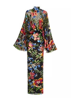 Taller Marmo Eolia flared-sleeve floral maxi gown - Black