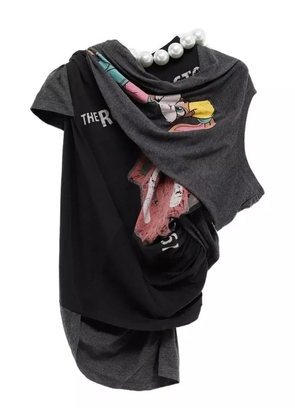 August Barron twisted graphic-print beaded T-shirt - Black