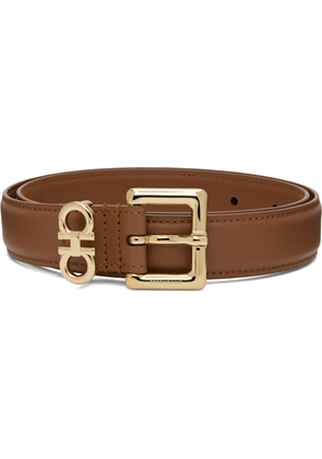 Ferragamo Tan Double Gancini Fixed Belt