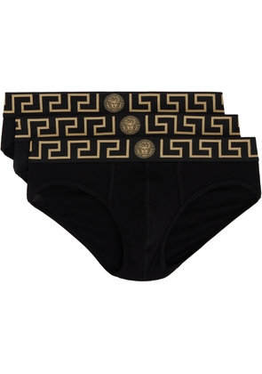 Versace Underwear Three-Pack Black Greca Border Briefs