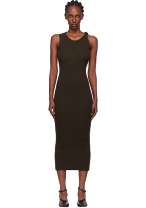 JW Anderson Brown Anchor Embroidery Twisted Strap Maxi Dress