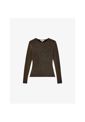 Womens Reiss Saraphina Metallic Stretch-Knit Top