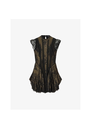 Womens Allsaints Fleur High-Neck Lace Mini Dress