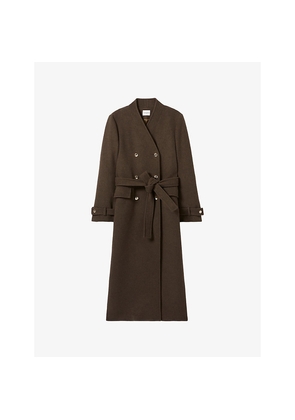 Womens Claudie Pierlot Long Kimono-Collar Wool-Blend Coat